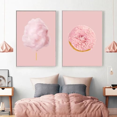 Toile barbe à papa rose et beignets pour déco cuisine moderne - 2