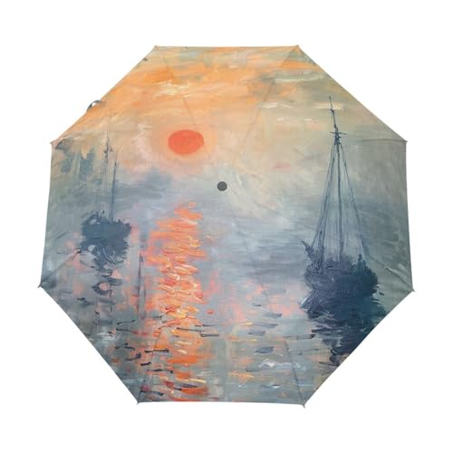 Parapluie de peinture poétique Sunset Ships pour égayer les journées pluvieuses
