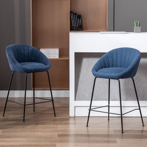 Taburetes Altos de Cocina con Respaldo Azul Marca chairus