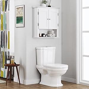 UTEX Bathroom Cabinet Wall Mounted, Wood Hanging Cabinet, Wall Cabinets with Doors and Shelves Over The Toilet for Bathroom,White UTEX Bathroom Cabinet Wall Mounted Wood Hanging Cabinet Wall Cabinets with Doors and Shelves Over The Toilet for BathroomWhite