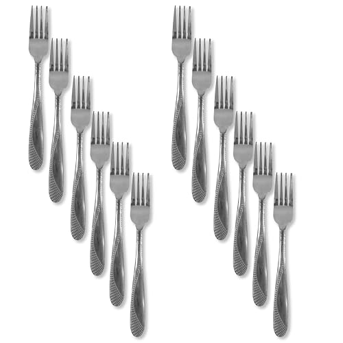 La Mejor Selección de Tenedores Top 5. 48 Juego de 12 Tenedores de cena, Tenedor de Acero Inoxidable, juego de tenedores de mesa, Set 12 tenedores color PLATEADO