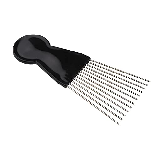 zalati Afro Comb Metal Pick Wig Comb for Curly Long Hair Styling Hairdressing Detangle Braid, Black - Image 4