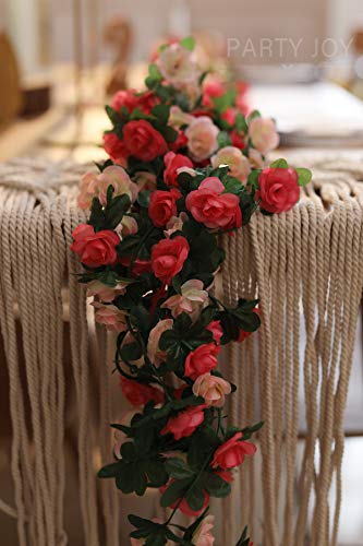 Party Joy 5Pcs 41Ft Flower Garland Fake Rose Vine Artificial Flowers Hanging Rose Ivy Hanging Baskets Wedding Arch Garden Background Decor  thumb #3