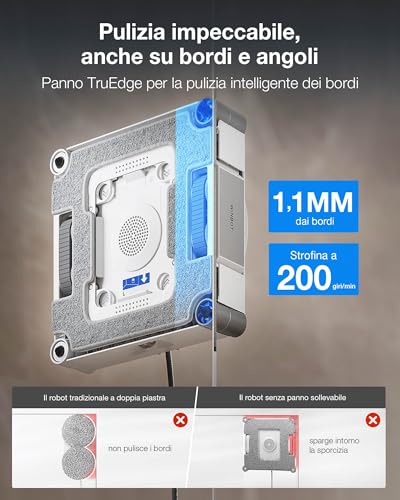 ECOVACS WINBOT W3 OMNI Robot Lavavetri con Stazione Multifunzione, Lavaggio Automatico del Panno, Pulizia Intelligente fino al Bordo, Nebulizzazione a Triplo Ugello, Controllo tramite App - Immagine 2