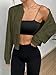 SweatyRocks Women's Lightweight Jackets Casual Basic Zip Up Cropped Bomber Jacket Army Green Small