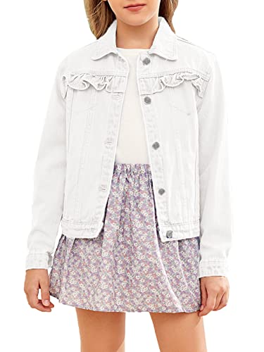 Girl Buttons Jean Jacket Denim Pockets Basic Spring Outwear 5-14 Years Old