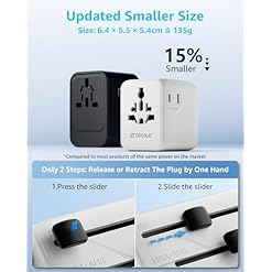 Adaptateur Prise Universelle Adaptateur Voyage International avec 2 USB C 2 USB A 2 AC Concerner France vers USA UK EU AU 224 Pays Blanc