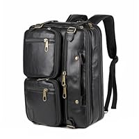 Baosha Herren PU Leder Aktentasche Rucksack Hybrid 17 Zoll Laptoptasche Messenger Bag Business Umhängetasche Mehrzweck Arbeitastasche Schultertasche für Männer HB-22 (Schwarz)