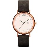 ⌚ TECHNIK - Für Haltbarkeit ist ein japanisches Quarz Uhrwerk verbaut und Uhren Glas mit Saphir beschichtet. Das graue Armband der Damen Armbanduhr ist aus Leder und ohne Werkzeug austauschbar