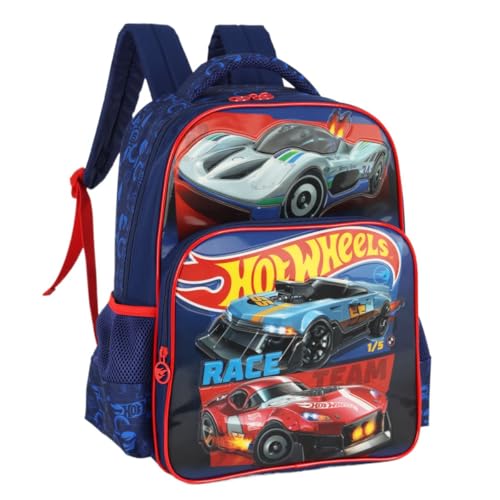 Mochila Bolsa de Costas Hot Wheels Infantil Escolar Passeio Viagem Espaçosa (Vermelho)