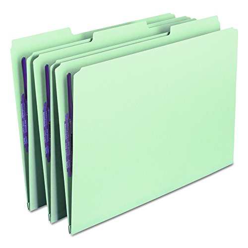 Smead-Pressboard-Fastener-File-Folder-with-SafeSHIELD-Fasteners-2-Fasteners-13-Cut-Tab-1-Expansion-Legal-Size-GrayGreen-25-per-Box-19931