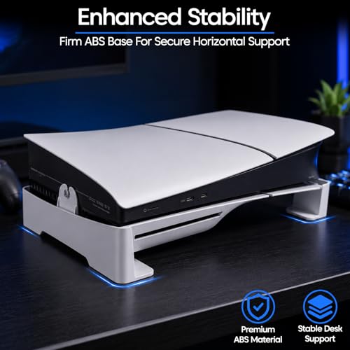 Image of Sounce Horizontal Stand for PS5 Slim /Pro Console - Anti-Slip ABS Base, Port & Button Access, Stable Desk Organizer for PS5 Slim Digital & Ultra-HD Edition