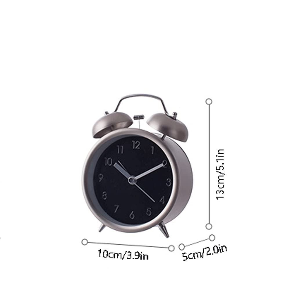 Budzik w stylu retro, metalowy bardzo głośny, staromodny, ładny, okrągły, przenośny, cichy budzik mechaniczny, odpowiedni do sypialni, gabinetu (kolor: różowe złoto) (różowe złoto)
