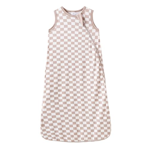 Rayon Made from Bamboo Sleep Sack for Babies 0.5 Tog Soft Breathable Sleep Sack 2-Way Zipper Baby Wearable Blanket Checkerboard Pattern