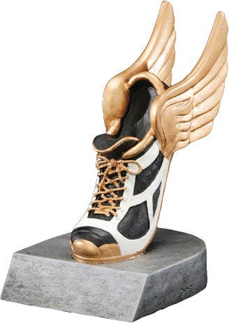 Color Tek Track Trophy - Custom Engraved Winged Shoe Running Award - Customize Now - Decade Awards (4 Inch Tall)