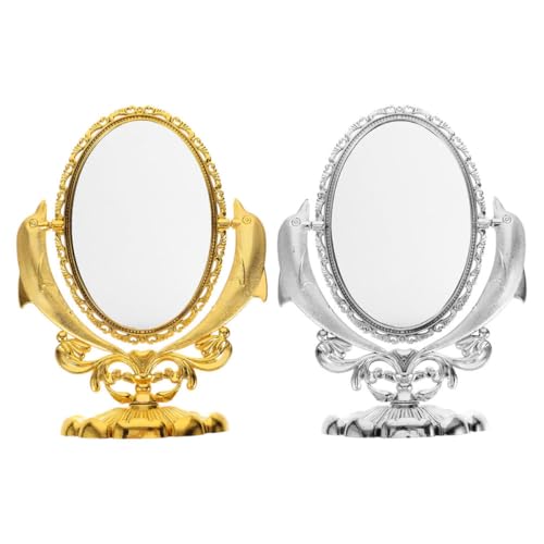 Espejo de maquillaje doble vintage de escritorio