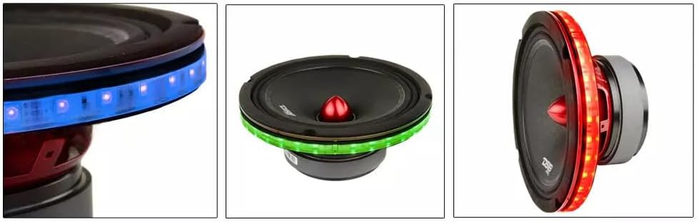 4 PCS 6.5" RGB Dream Color Chasing Symphony Addressable LED Speaker Rings - Wireless RF Remote & Bluetooth App Control - Ideal for Coaxial Speakers