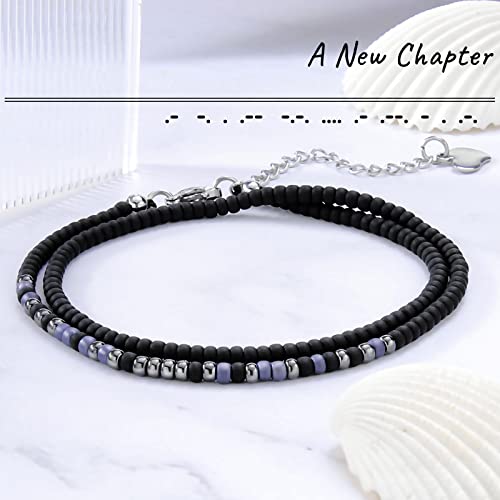 Image of Btysun Inspirational Morse Code Bracelets for Women Men Teen Girl Gifts Best Friend Birthday Gifts for Him Her Adjustable Layered Secret Message Sister Bff Girfriend Sister Christmas Jewelry