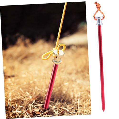 5 piezas Estacas de Camping de Aluminio Rojo con Cuerdas, clavijas resistentes para tienda de campaña, toldos, playa, nieve y hielo, anclas compactas y fuertes para montaje seguro miniatura 3