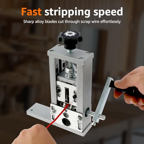Wire Stripping Machine, 0.06\'\'-0.98\'\' Wire Stripping Machine with Gloves Manual & Drill Powered Aluminum Alloy Wire Peeler Machine 1-25mm Wire Cable Wire Stripping Tool for Scrap Copper Recycling