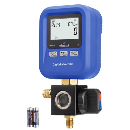 WISSCOOL Digital Manifold Gauge HVAC, R454B,R134A,R410a,R1234yf Pressure Temperature Measure Gauge...