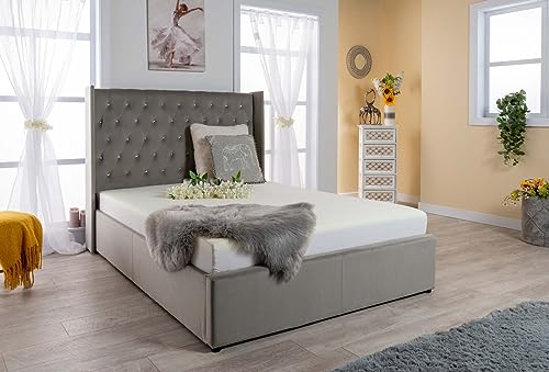 Chesterfield Ottoman Storage Bed (Gas Lift), Sleep Factorys Arizona Grey Plush Velvet Upholstered Bed Frame - 4ft6 Double (135x190 cm) 1 Chesterfield Ottoman Storage Bed (Gas Lift), Sleep Factorys Arizona Grey Plush Velvet Upholstered Bed Frame - 4ft6 Double (135x190 cm)