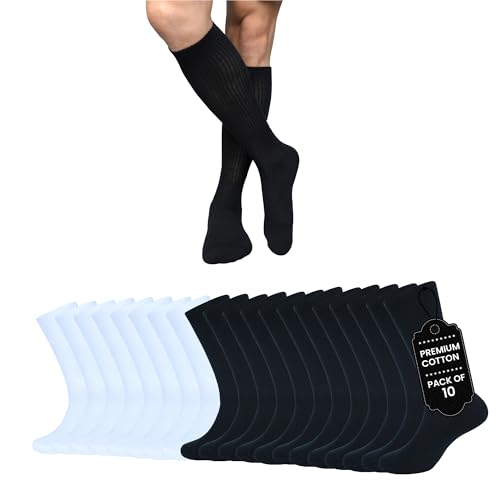 Image of BALENZIA Crew Men's Socks |Formal Dress Cotton Solid Color Full Length Lightweight Casual Business Regular Sock