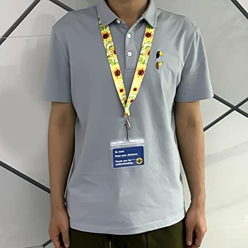 Aocar Lanyard, Neck Strap with Metal Clip and Clear Badge Holder for Offices, Keys, ID Card (Flower)