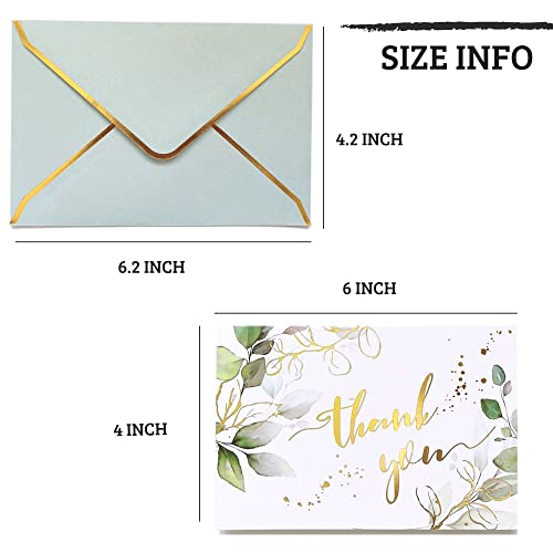 Winoo Design Heavy Duty Green Thank You Cards With Envelopes Greenery - 36 Pk - 4X6 Inches Wedding Thank You Cards Baby Shower Thank You Notes For Bridal Shower Business Birthday #TOP2