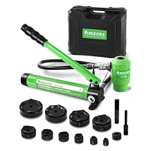 AMZCNC 15 Ton 1/2 Inch to 4 Inch Hydraulic Knockout Punch Driver Tool Kit with 10 Dies Hole Complete Tool Electrical Conduit Hole Cutter Set 15T1/2"4"
