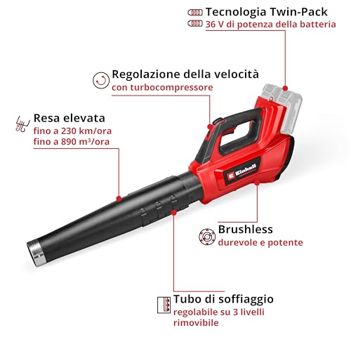 Einhell Professional Spazzafoglie GP-LB 36/230 Li T Bl-Solo Power X-Change (36 V, Aria 230 Km/Ora, Brushless, Regolaz. Giri, Tubo 3 Stadi, Senza Batteria) - 3