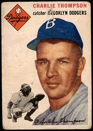 1954 Topps # 209 Charlie Thompson Brooklyn Dodgers (Baseball Card) AUTHENTIC Dodgers