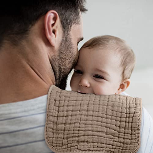 Image of Looxii Muslin Burp Cloths 100% Cotton Muslin Cloths Large 20''x10'' Extra Soft and Absorbent 6 Pack Baby Burping Cloth for Boys and Girls (Brown)