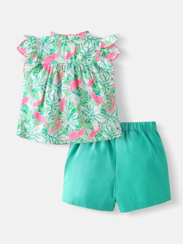 Image of Nautinati Baby Girls Printed Flutter Sleeve Top with Shorts Clothing Set | Age 0-3 Years