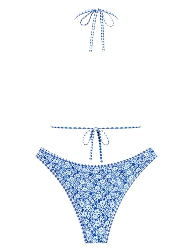 Image of ZAFUL Womens Halter Bikini Sets Triangle Bikinis High Cut Swimsuits 2 Piece Bathing Suits Sexy Swimwear