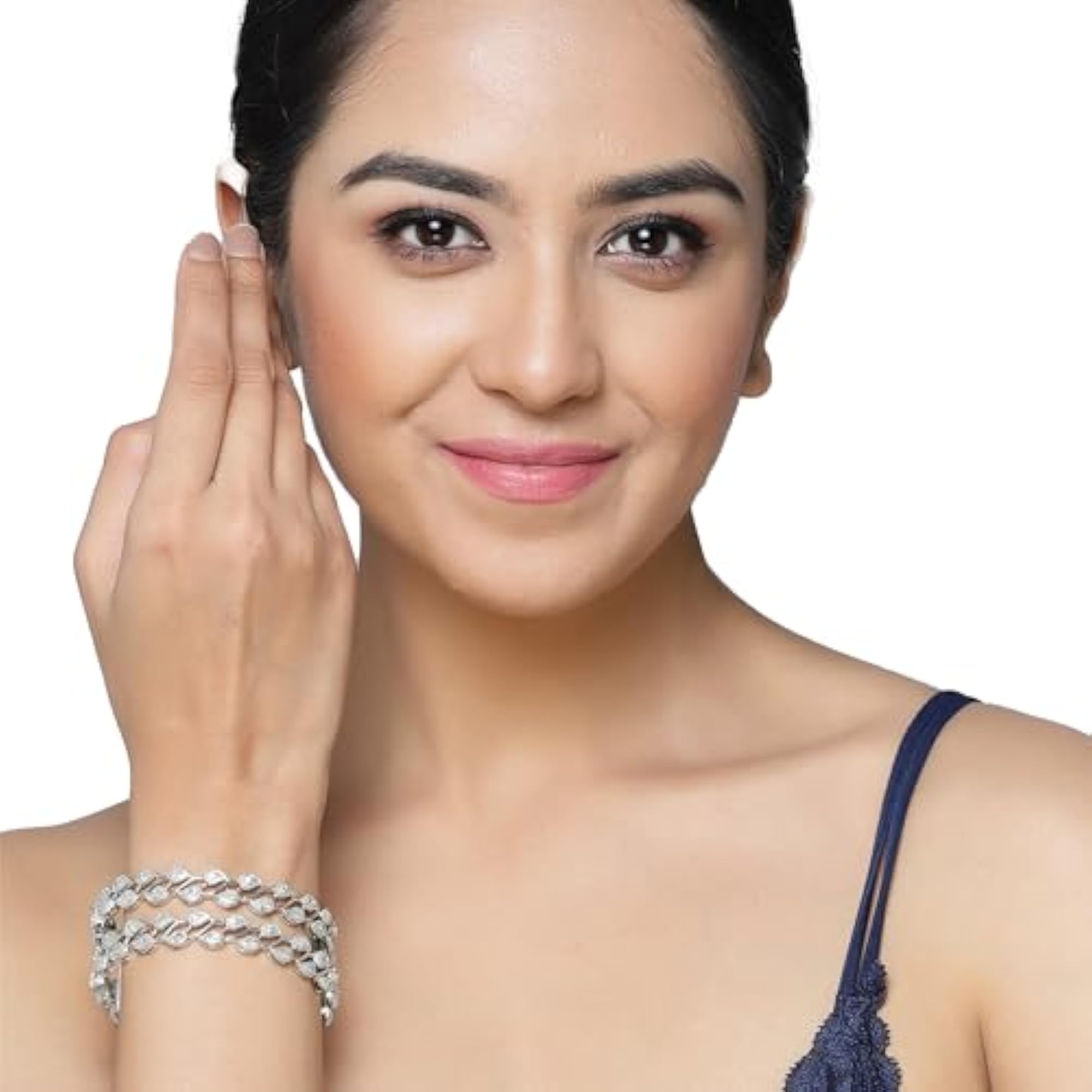 Leaf Shaped AD Plated Bangles for Women Size 2.6
