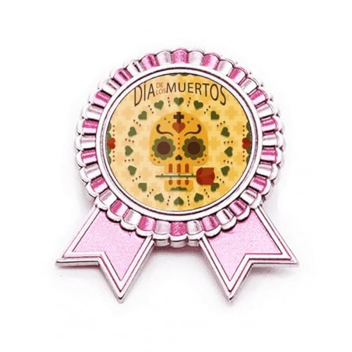 Broche rose Le Jour des Morts Mexique en métal pour sublimer un look d'Halloween