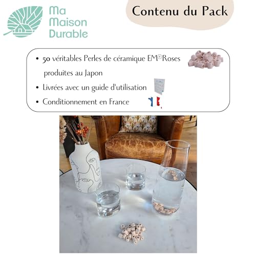 Ma Maison Durable | EM® Keramikperlen, Rosa, 50 Stück | natürlicher Filter für Leitungswasser | natürliche Filtration von Chlor | für Krug, Karaffe, Brunnen
