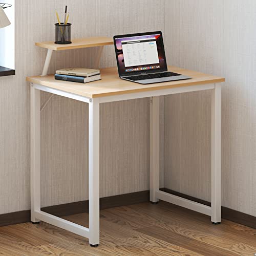 SogesHome Computertisch 80 cm Schreibtisch Arbeitstisch mit Speicherplatine Bürotisch für PC und Laptop aus Holz und Metall
