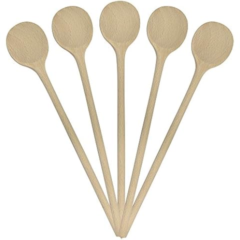 10 Stück Grillplanet Kochlöffel Holz 25 cm rund Back-Löffel Cover