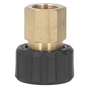 Adium Pressure Washer Adapter, Replacement Corrosion Resistant Non Scratching Pressure Washer Gun Adapter Brass with Rubber Handle for Industrial Use (Female G3/8 to Female M22 14mm)