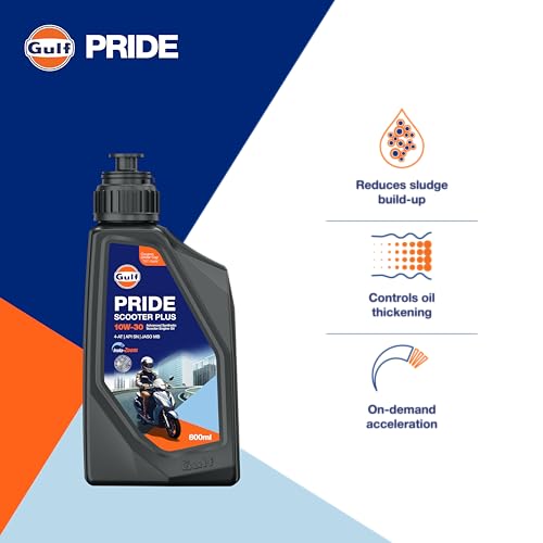 Image of Gulf PRIDE SCOOTER PLUS 10W-30 4-AT API SN, JASO MB|BS 6 and earlier emission norms| Advanced 2 Wheeler Scooter Synthetic Blend Engine Oil [800 ml] - Pack of 1