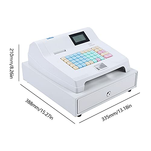 48 Keys Electronic Cash Register With Flat Keyboard And Thermal Printer,Multifunctional Cash Register Easy To Use,8 Digital Led Commercial Cash Register Durable (A) #TOP7