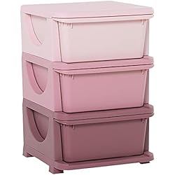 Cajonera Juguetes Amazon HOMCOM Torre de Almacenamiento Infantil con 3 Cajones Organizador de Juguetes para Niños +3 Años Gran Almacenaje con Asas para Juguetes Ropa Libros 37x37x56,5 cm Rosa