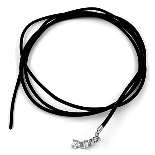 Unbespielt Lederband Länge 1 m verkürzbar Schwarz Unisex Verschluss Karabiner Silberfarben. Breite 2 mm Halskette für Anhänger