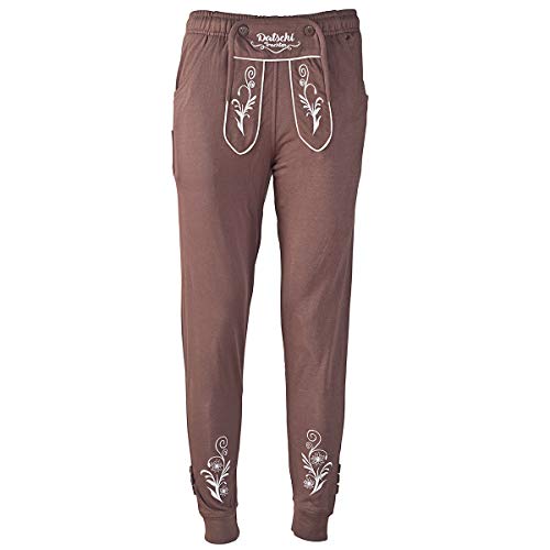 Lange Lederhosen Jogginghose Herren Tracht Baumwolle Bayrische Trachten Hose Oktoberfest Wiesn Jogger München (Braun, XXL)