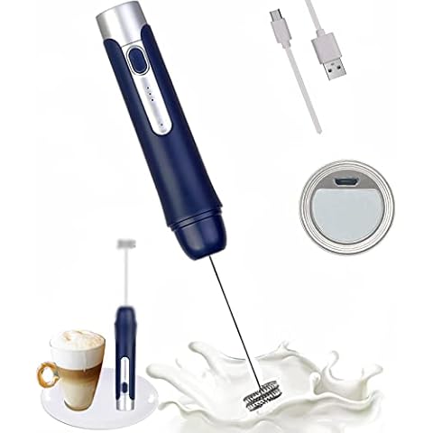 Milk Frother Electric Handheld, Turimon Rechargeable Coffee Frother - USB Whisk Mixer Wand for Coffee, Matcha, Protein Powder, and More Cover