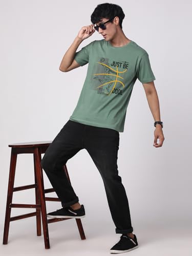 Image of ADRO 100% Cotton Lycra Tshirts for Men Combo Pack of 3 | Regular Fit | Printed T Shirt | Round Neck Half Sleeve| Mens Tshirts