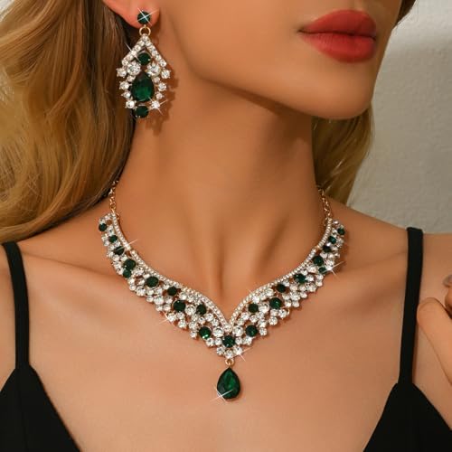 Image of Shning Diva Fashion Stylish Crystal Jewelllery Set for Women | Statement Necklace with Matching Teardrop Earrings | Luxury Elegant Wedding Party Choker Jewelry