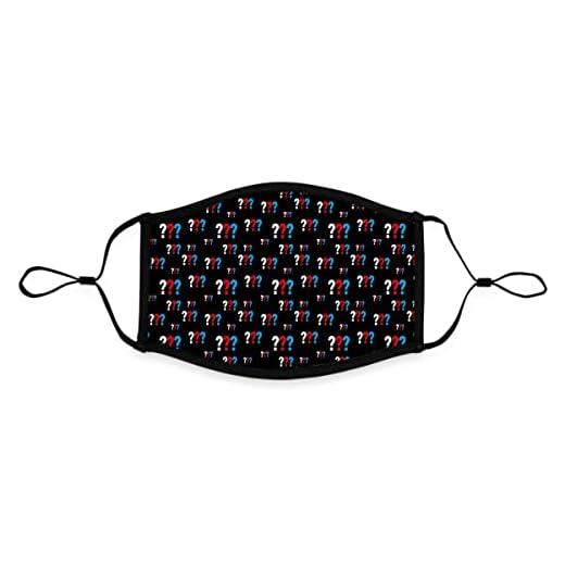 Spreadshirt Die Drei Fragezeichen Muster Mund-Nasen-Bedeckung Verstellbar Groß, Weiß/Schwarz